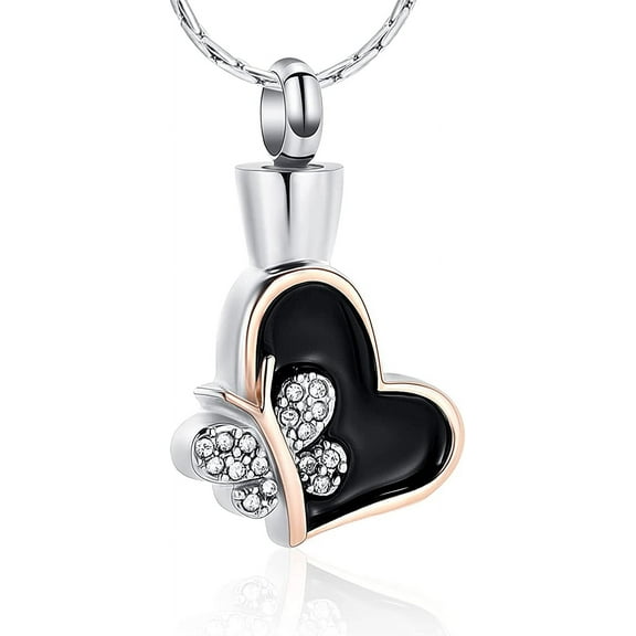 Butterfly Heart Shape Cremation Jewelry for Ashes 316L Stainless Steel Urn Necklace for Ashes Cremation Heart Urn Stainless Steel Keepsake