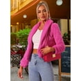 thumbnail image 2 of DARING DIVA Women's Notched Lapel Open Front Fleece Cropped Coat XS Hot Pink, 2 of 6