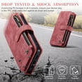thumbnail image 6 of JTCASES for iPhone 15 Wallet Case with Zipper Purse Card Holders Flip Stand Wrist Strap Magnetic Closure PU Leather Anti-scracth Support Wireless Charging Drop Resistant BUsiness Shell, Red, 6 of 10