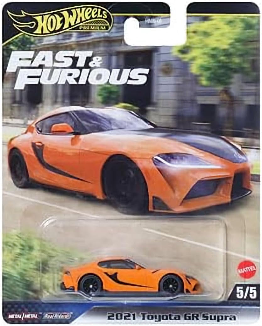Hot Wheels Premium Fast & Furious 5-Car Set, Nissan 240SX, Lamborghini LM002, Koenigsegg CCXR, 1970 Plymouth Roadrunner, Toyota GR Supra HNW46-956L