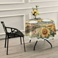 thumbnail image 2 of YAZAOO Round Tablecloth Cow Sunflowers Barn and Cart Pattern Tableclothes, 2 of 8