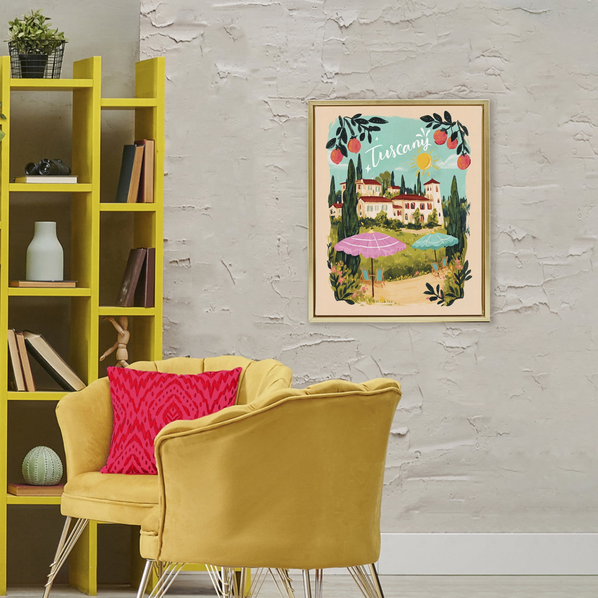 Fruit Bordered Tuscany Gold Framed Floater Canvas Wall Art, design by Yen