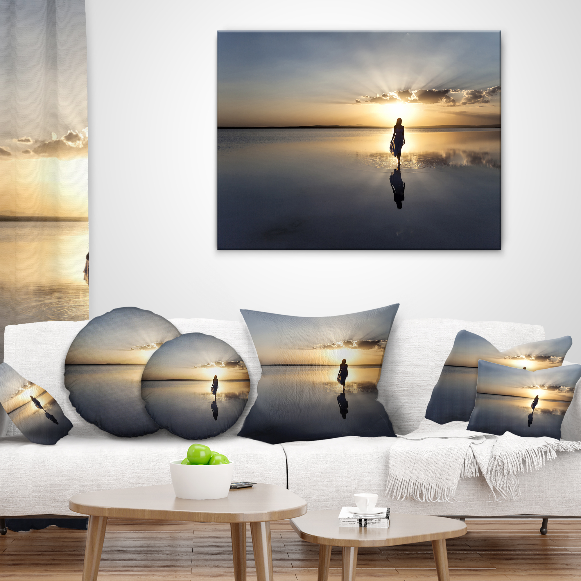 Designart Man Alone in Summer - Landscape Photo Throw Pillow - 12x20