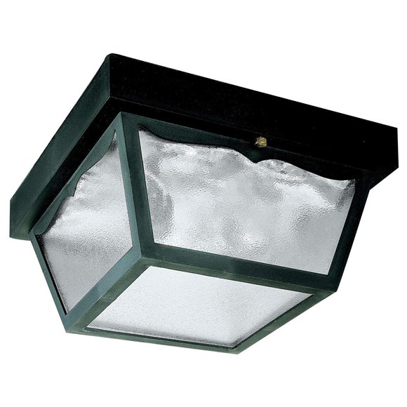 Ciata Éclairage Noir sur Polypropylène à Impact Élevé 2 Lumières Finition Noire Luminaire Encastré Extérieur sur Plastique avec Panneaux de Verre Texturé Transparent