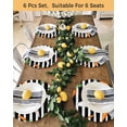 thumbnail image 4 of 13 Inch Round Placemats Set of 6, Grey Bunny Easter Non Slip Heat Insulation PP Table Mats, Rabbits Spring Botanical Black White Stripe Washable Place Mats for Kitchen Dining Party Table Decor, 4 of 7