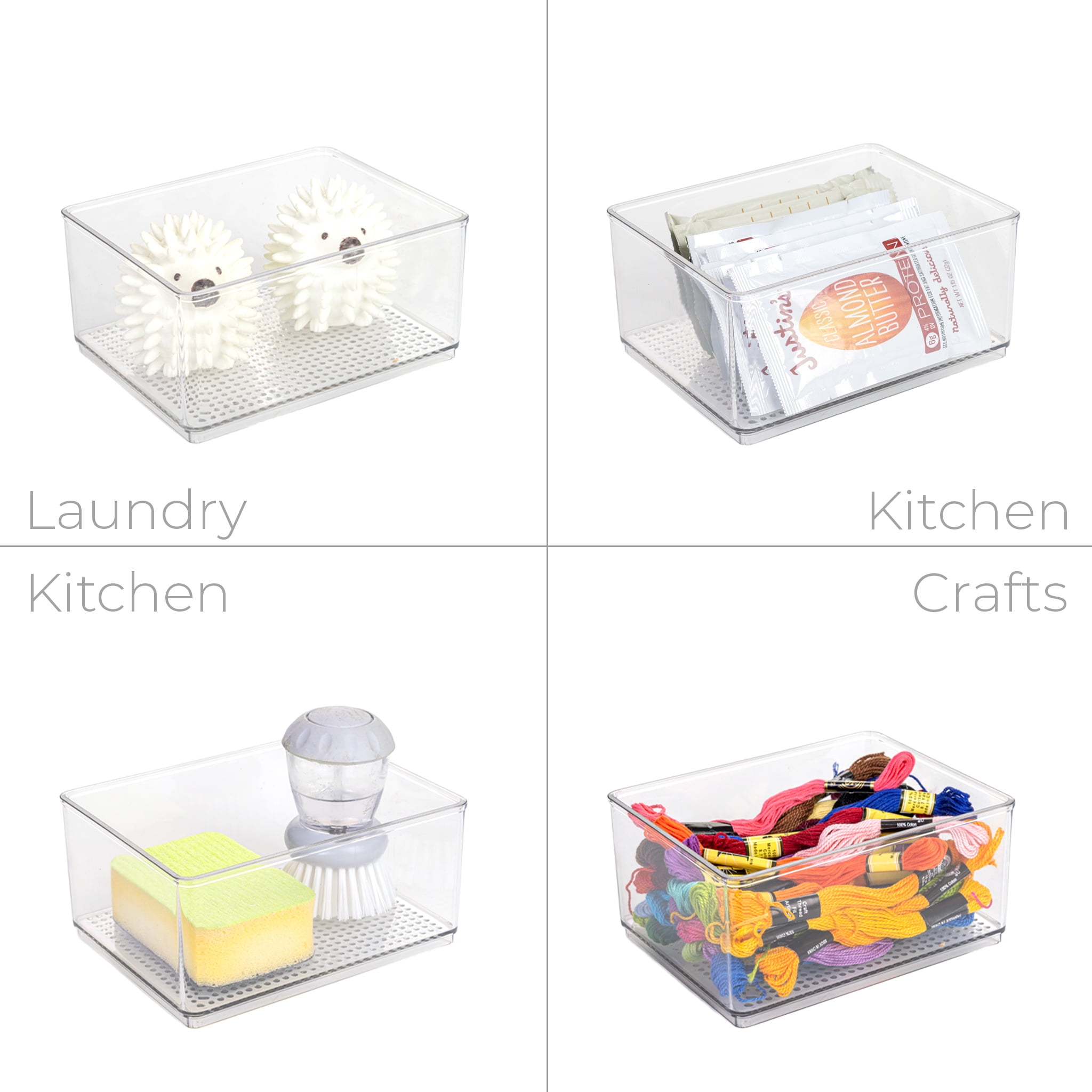 Mainstays Medium Clear Plastic Organizer Bin for Bathroom Storage