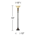 thumbnail image 6 of Kathy Ireland Sonnett Vintage Rustic Torchiere Floor Lamp 72" Tall Bronze Faux Marble Alabaster Glass Shade for Living Room Bedroom Office House Home, 6 of 7