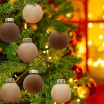 12 Pcs Velvet Christmas Balls Flocked Christmas Tree Ball Ornaments Plastic Balls Xmas Decorative Hanging Ornaments Christmas Tree Decoration 2.4 Inch
