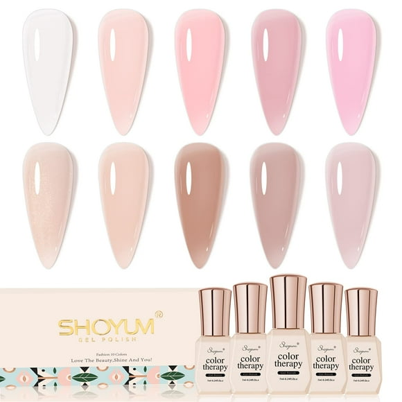Set de esmaltes de uñas SHOYUM Jelly Nude Gel, 10 unidades, 7 ml, UV LED