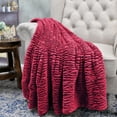 thumbnail image 3 of Home Soft Things Colleen Air Brushed Faux Fur Throw Blanket Luxury Soft Cozy Fluffy Throw - Burgundy - 60" x 70", 3 of 6