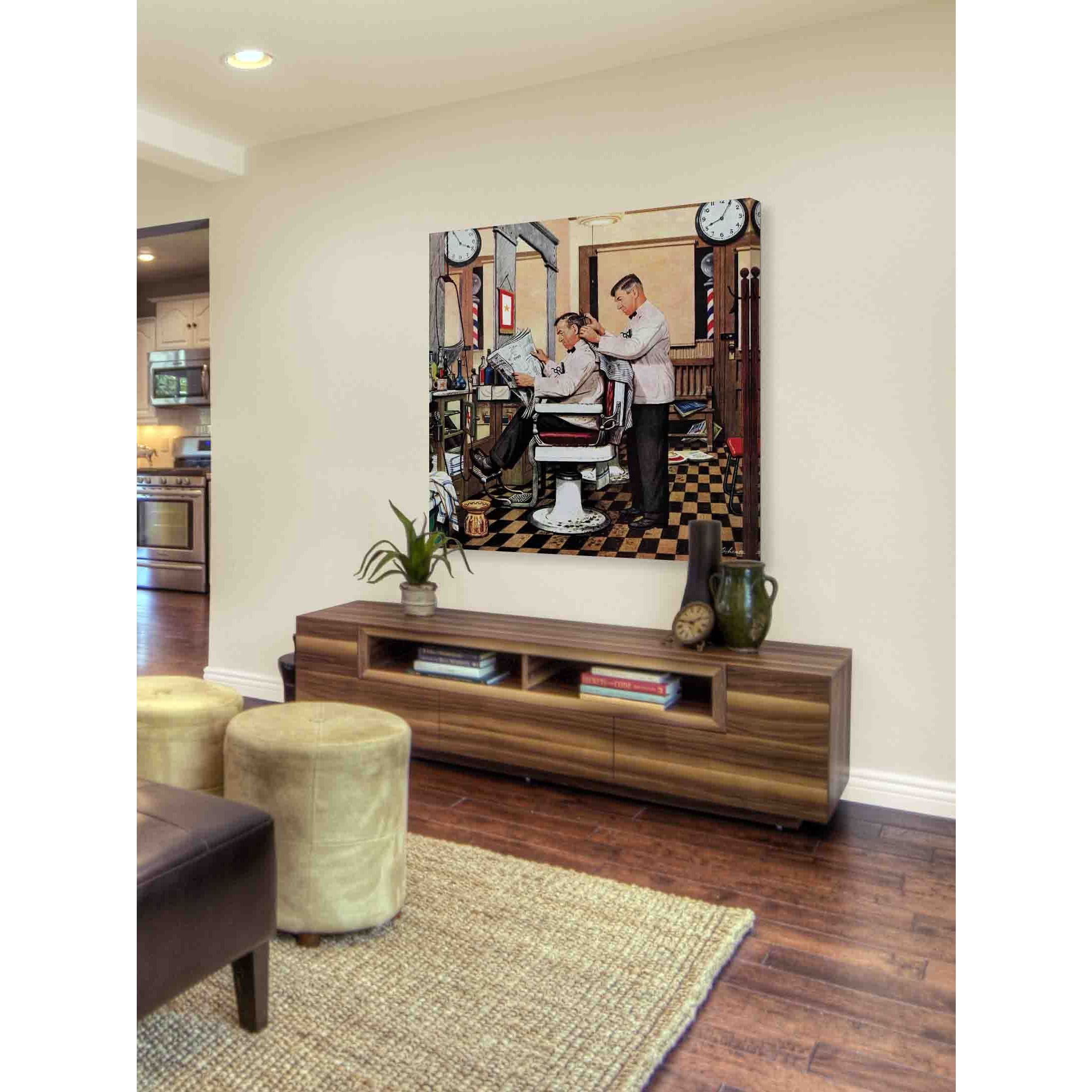 Marmont Hill "Barber Getting Haircut" by Stevan Dohanos Painting Print on Canvas