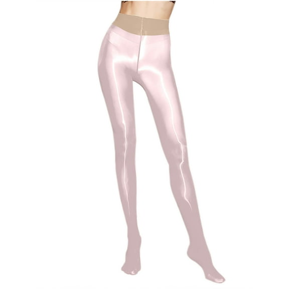 Ovbmpzd Women's Shiny Tights Tummy Control Shimmer Beige Pantyhose Dance Funky Opaque Leggings Tights for Women