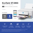 thumbnail image 5 of Epson EcoTank ET-2903 Wireless All-in-One Color Supertank Printer with up to 3 Years of Ink, Refillable Tanks, Perfect for Home, 11 PPM, 1.44" Color Screen, Built-in Scanner – White, 5 of 7