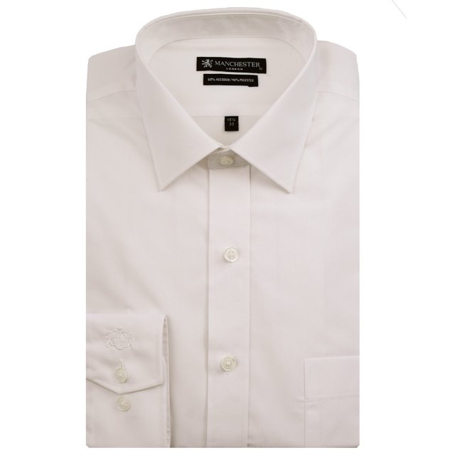 Manchester Camisa de Vestir Regular Fit Hueso, 17" Cuello 33" Manga Manchester 5000U