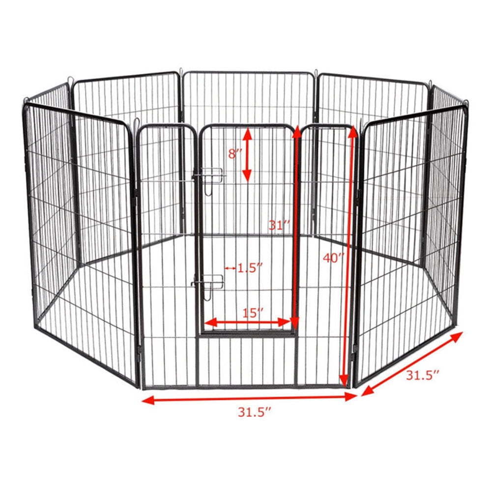 YYAo Dog Gates for The House,Dog Gate for Stairs,Pet Gate Safety Fence, 8 Metal Panel Heavy Duty Pet Playpen Dog Fence with Door-40 Inch