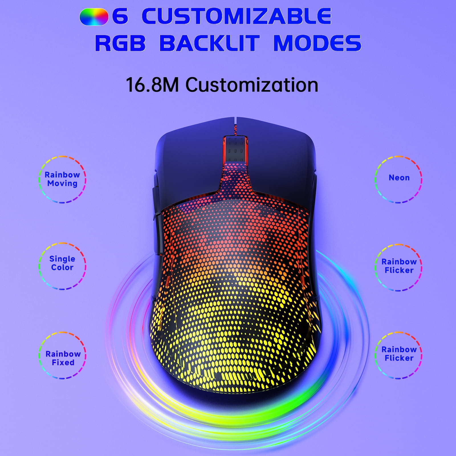 (2 pack) Ecomoment Wireless Gaming Mouse,24000DPI,6 Programmable Buttons,75H Battery Life,RGB,3 Mode(2.4G/BT5.3/Wired),Rechargeable Gaming Mice for PC, PS5, Mac, Laptop, Tablet