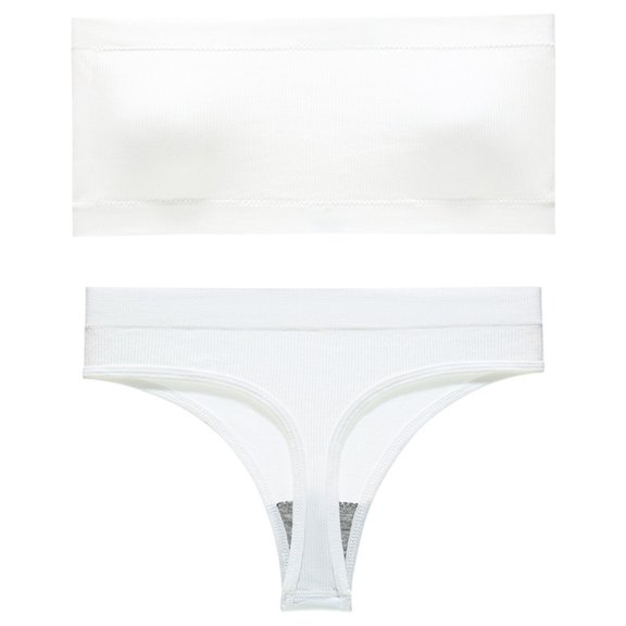 asdoklhq Summer Fall Sports Bras for Women 2025,Womens Fashion Plus Clearance Women's No-steel Ring Gathering No-marking Breathable Tube Top Underwear Briefs Suit