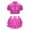 Hot Pink, variant on Haitryli Girls Shiny Latin Jazz Dance Outfits Short Sleeve Crop Top with Tiered Ruffle Skirt Cheerleading Dancewear Blue 8