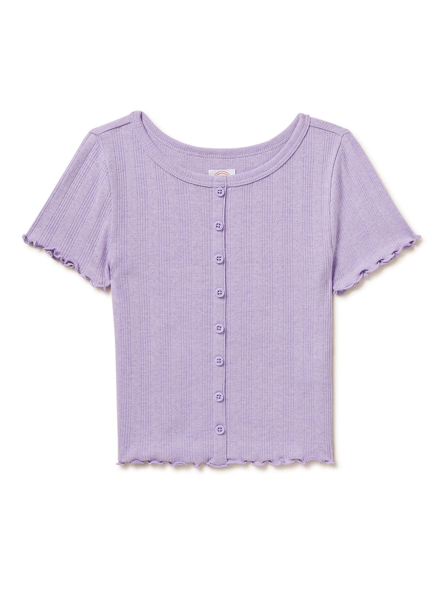 Wonder Nation Girls Short Sleeve Ribbed Top, Sizes 4-18 & Plus