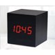 thumbnail image 1 of Black wood red letter, creative voice controlled LED wood clock, night light lazy person square wood clock, LED digital wood electronic alarm clock, 1 of 5