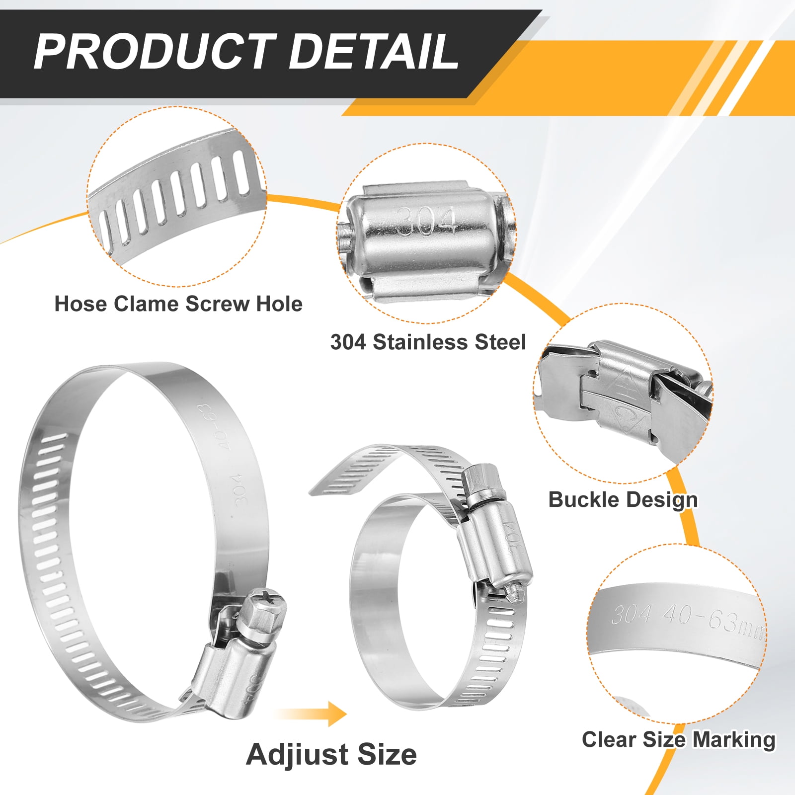 Uxcell 12 Pcs Hose Clamp 1-9/16"-2-1/2" Stainless Steel Adjustable Worm Gear Hose Clamp with Phillips Screw