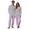 thumbnail image 2 of successthop Matching Couple Christmas Pajamas 2 Set Snowflakes Long Sleeve Crewneck Tops and Pant Set with Pockets, 2 of 7