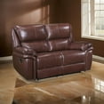 thumbnail image 6 of Benjara Jack 66 Inch Manual Recliner Loveseat, Plush Brown Top Grain Leather, Wood-Color:BrownMaterial, 6 of 6