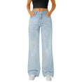 thumbnail image 4 of BLOCLOALO Baggy Pants Denim Pants Woman Wide Leg Jeans High Waisted Baggy Jeans Jean Elastic Waist Stretchy Jean Straight Leg Denim Pants Loose Pants Lounge Pants Palazzo Pants Blue L, 4 of 7
