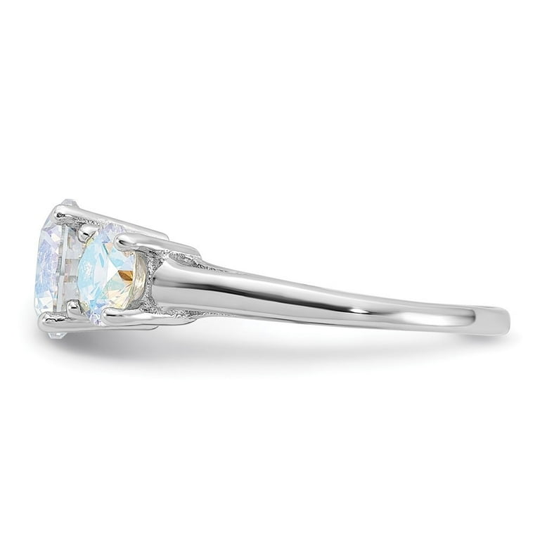 Sterling Silver Iridescent CZ 3-Stone Ring Sterling Silver Iridescent CZ 3-Stone Ring