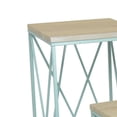thumbnail image 2 of Mito 3pc Nesting Plant Stand Table, Brown Wood Top, X Cross Blue Metal, 2 of 5