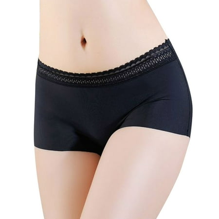 vigerkar BoyShorts Panties Seamless Ice Silk Underwear Sexy Soft Stretch Short Boxer Briefs for Women Black  L