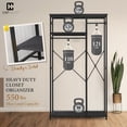 thumbnail image 3 of CAPHAUS 550lbs Capacity Garment Rack for Hanging Clothes, Heavy Duty Metal Open Wardrobe w/Hanging Rods & Drawers, Free Standing Closet Organizer, Metal Closet w/Wooden Boards, Black Vintage Board, 3 of 9