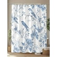 thumbnail image 4 of White Blue Spring Floral Long Shower Curtain Set, Waterproof Shower Curtains for Bathroom, Summer Birds Botanical Washable Fabric Cloth Bath Curtain for Bathtub Decoration with Hooks 72x84 Inches, 4 of 6