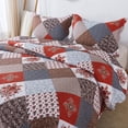 thumbnail image 4 of Travan Juego de edredón con estampado floral de 3 piezas, colcha tamaño Queen súper suave y ligera con fundas, juego de cama acolchado reversible, color rojo Queen, 4 of 5