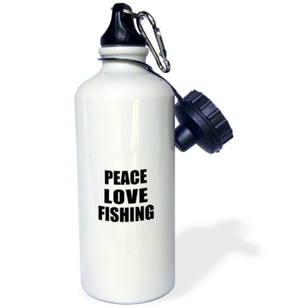 3dRose Peace Love and Fishing - Things that make me happy - fisherman gift, Sports Water Bottle, 21oz