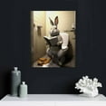 thumbnail image 4 of AWERP  Rabbit Canvas Wall Art for Bathroom Decor Funny Rabbit Sitting on Toilet Reading Newspaper Poster Prints for Home Decor (Rabbit), 4 of 4