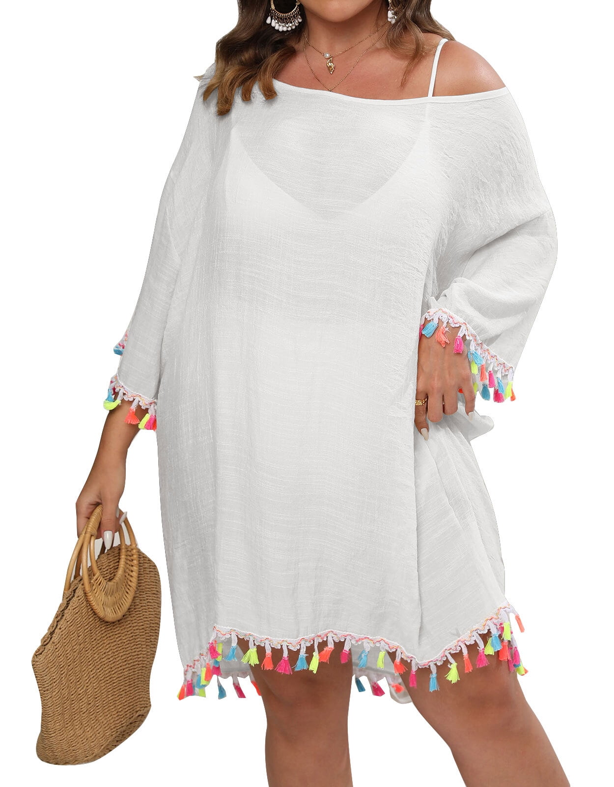 Swim Cover Ups for Women Plus Size Seethrough Backless Sexy Bathing