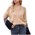 thumbnail image 2 of ICHUANYI Liquidación Moda Mujer Casual Punto Contraste Panel Cuello en V Suéter ICHUANYI WER202308174563, 2 of 7