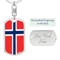 thumbnail image 2 of Norway Flag Swivel Keychain Dog Tag Stainless Steel or 18k Gold, 2 of 10