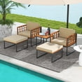 thumbnail image 4 of Gymax 5 PCS Acacia Wood Patio Furniture Set w/ Ottomans Soft Cushions & Coffee Table, 4 of 9