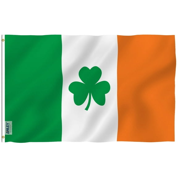 ANLEY Fly Breeze 3x5 Foot Ireland Shamrock Flag - Saint Patrick's Day Clover Flags Polyester with Brass Grommets