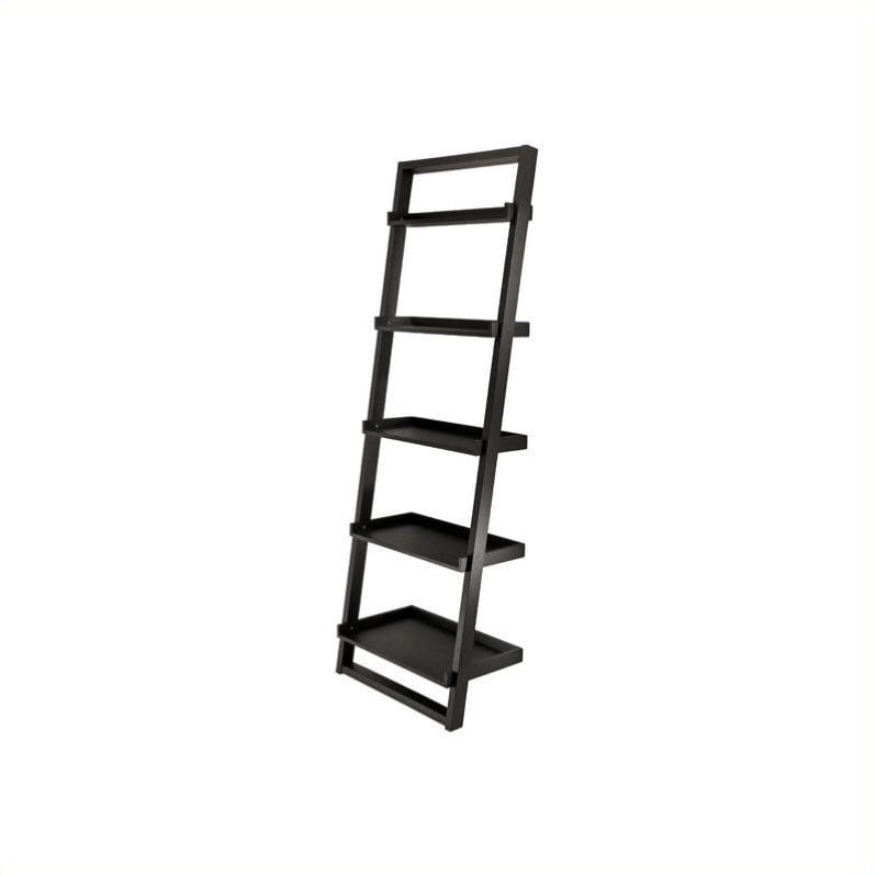 Scranton Co Leaning Shelf 5 Tier Ladder Bookcase In Black