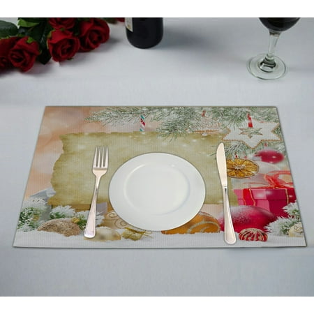 

ABPHQTO Christmas Old Blank Paper Table Placemat Food Mat 12x18 Inch Pack of 2