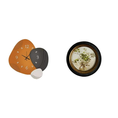 Kuntesetty Modern European Decorative Wall Clock and Antique Embossed Resin Photo Frame Ornament for Bedroom Bathroom Restaurant Retro Home Decor