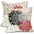 thumbnail image 1 of LAICAIW Housses de Coussin Rouges et Noires 18x18 Pouces Fleur de Dahlia Noir Rouge Blanc Gris Gris Taie d'Oreiller Colorée Style Ferme Déco Extérieure pour Maison Chambre Salon Housse de Coussin Carrée en Lin Floral, Ensemble, 1 of 7