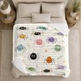 thumbnail image 5 of Smiling Colorful Spiders with Stars Moons and Leaf Sprigs, Cute Halloween Spider Style for Kids, Soft Flannel Blanket for Playroom and Bedroom, Halloween Gift, Home Decor, 5 of 9