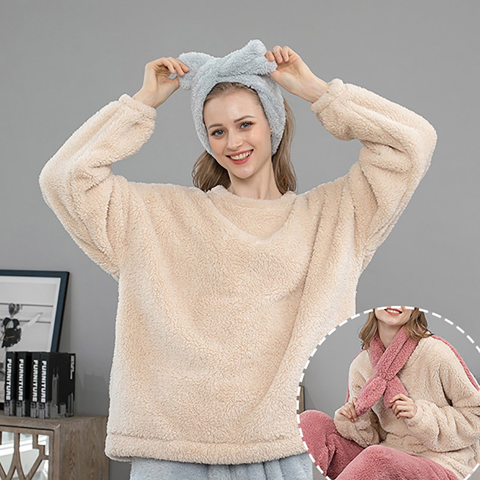 CAICJ98 Pyjamas en Soie pour Femmes Hommes et Femmes Automne et Hiver Pyjamas en Flanelle Ensemble de Pyjama Cardigan Vetements de Nuit pour Femmes