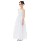 Ekidsbridal One Shoulder Sequins Chiffon Flower Girl Dresses for Wedding Reception Ballroom Dance Evening Gown 328