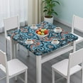 thumbnail image 3 of Vibrant Boho Floral Elastic Tablecloth for Square Table Settings, 3 of 6