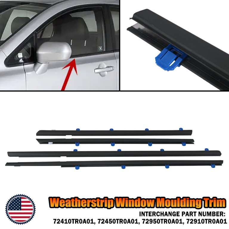 ALLTIMES 4PCS Weatherstrip Window Moulding Trim for Honda Civic